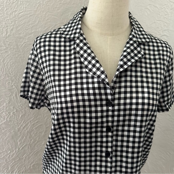 Forever 21 Black and White Gingham Button Down Pajama Set - Picture 2 of 8